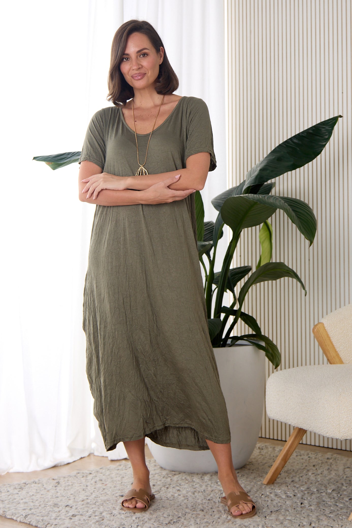 Zoe Dress - Khaki