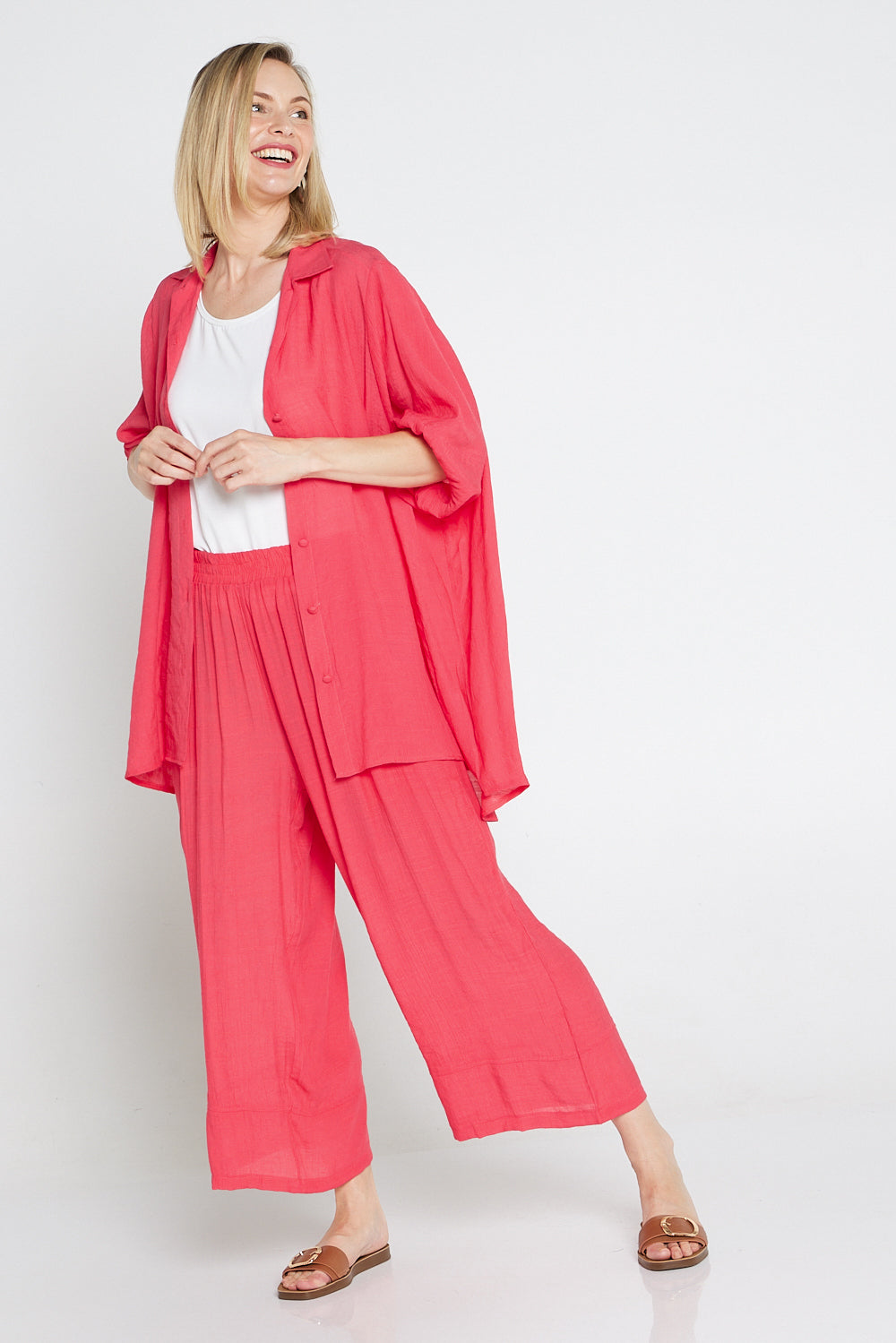 Cute in Comfort Wide Leg Pants in Pink - Allure Clothing Boutique