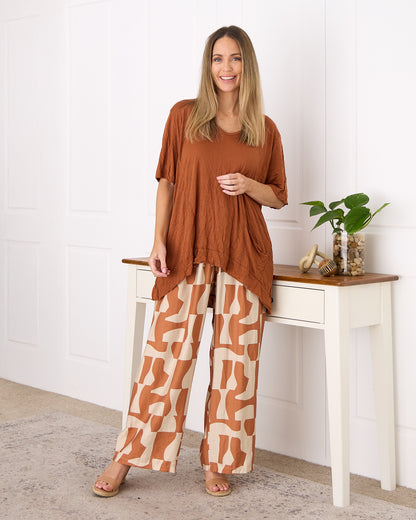 Cooper Crinkle Cotton Top - Rust