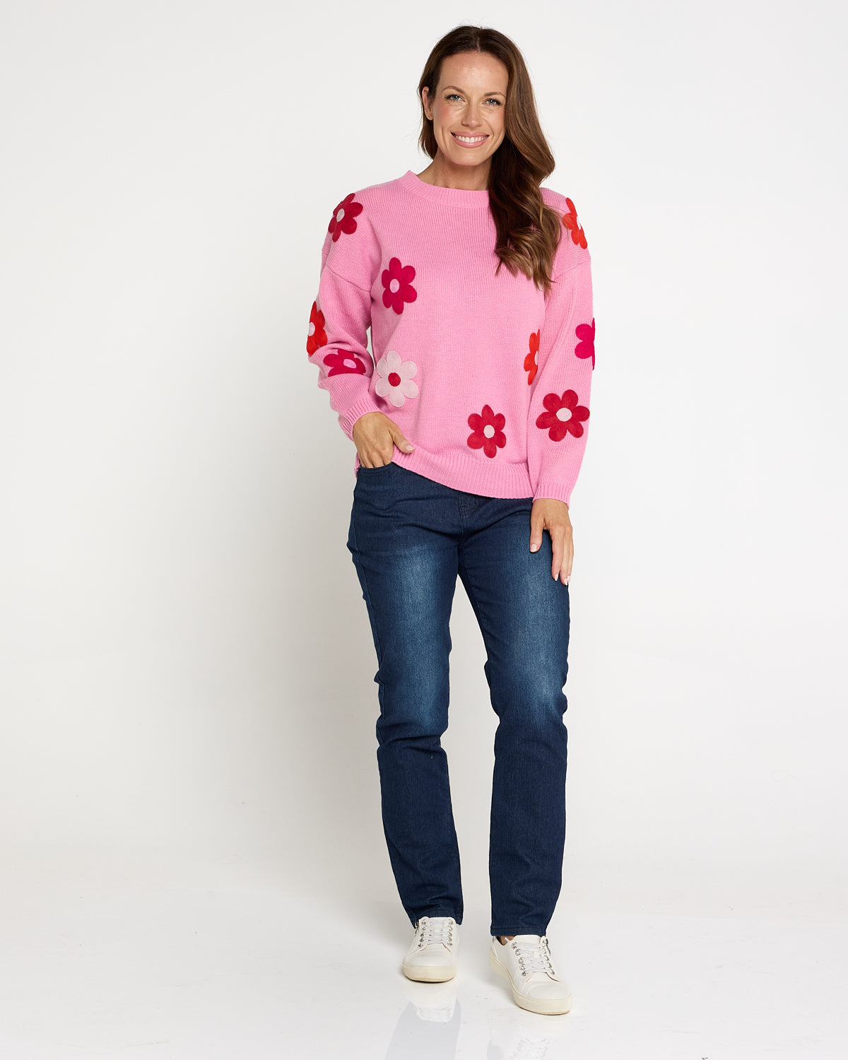 Delphi Knit Jumper - Pink / Chilli Floral
