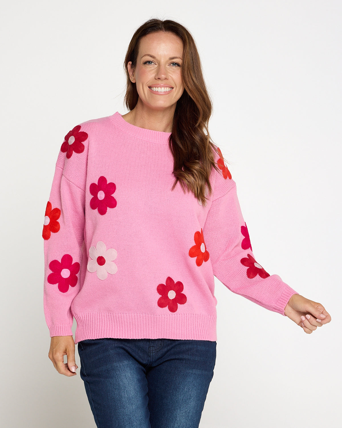 Delphi Knit Jumper - Pink / Chilli Floral
