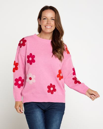 Delphi Knit Jumper - Pink / Chilli Floral