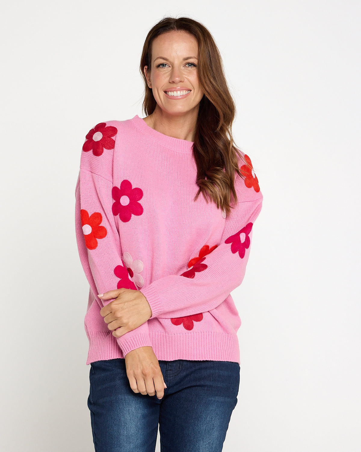 Delphi Knit Jumper - Pink / Chilli Floral