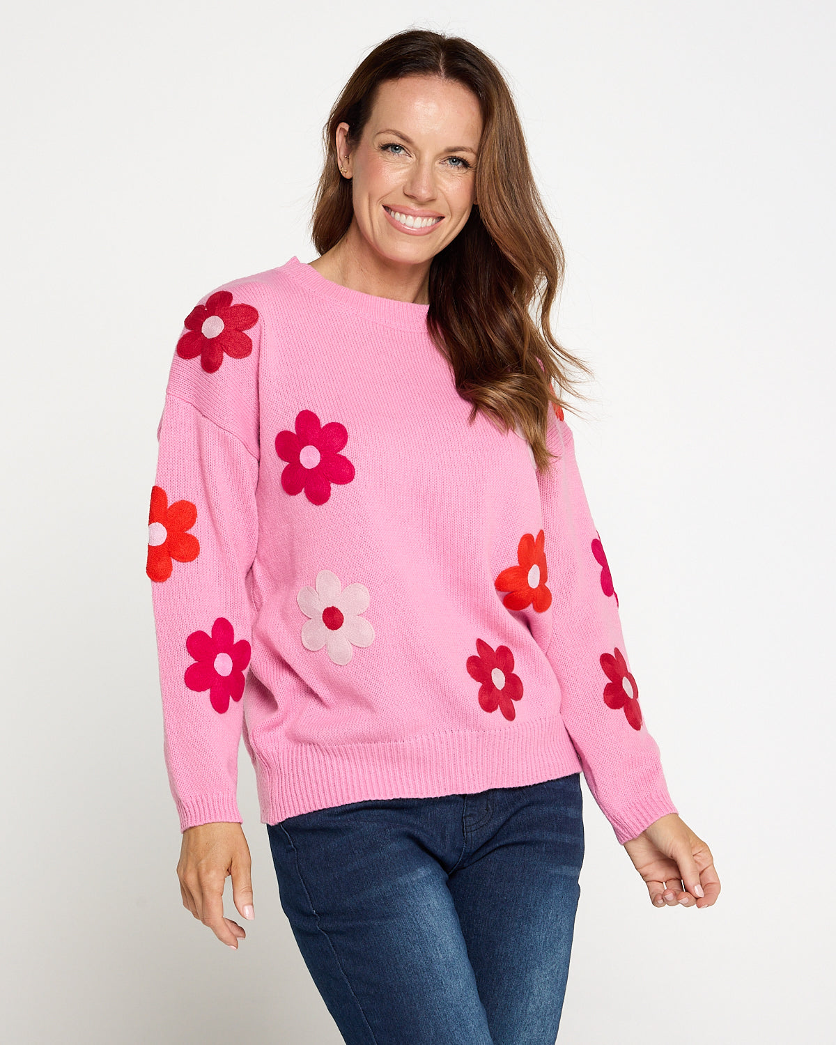 Delphi Knit Jumper - Pink / Chilli Floral