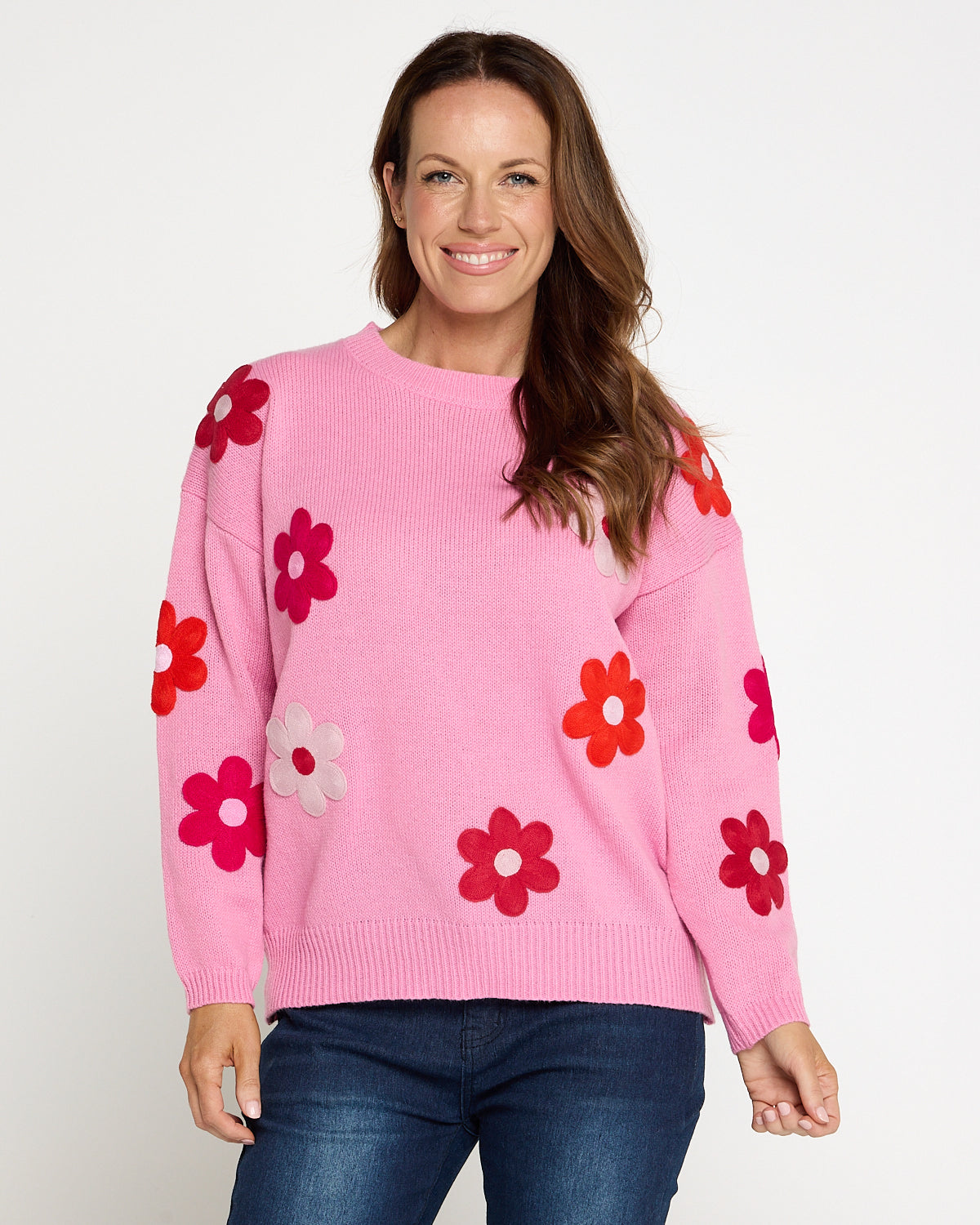Delphi Knit Jumper - Pink / Chilli Floral