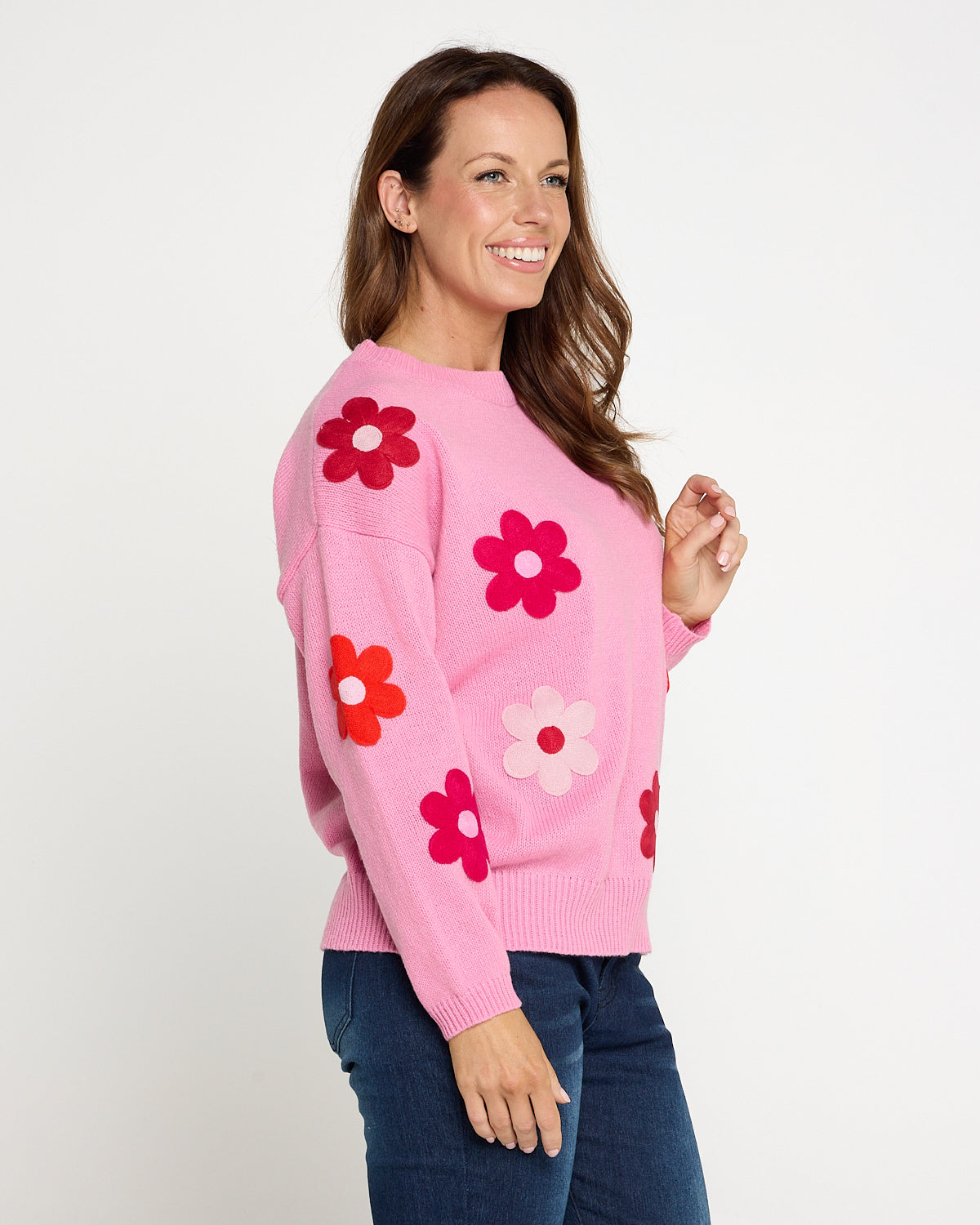 Delphi Knit Jumper - Pink / Chilli Floral