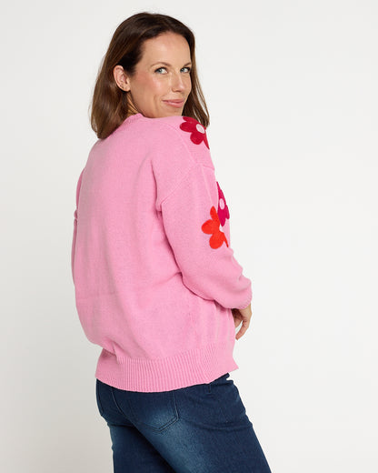 Delphi Knit Jumper - Pink / Chilli Floral