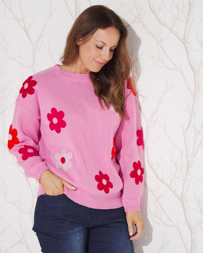 Delphi Knit Jumper - Pink / Chilli Floral