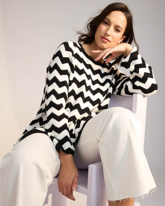 Marrakesh Knit Jumper - White/Kohl Chevron