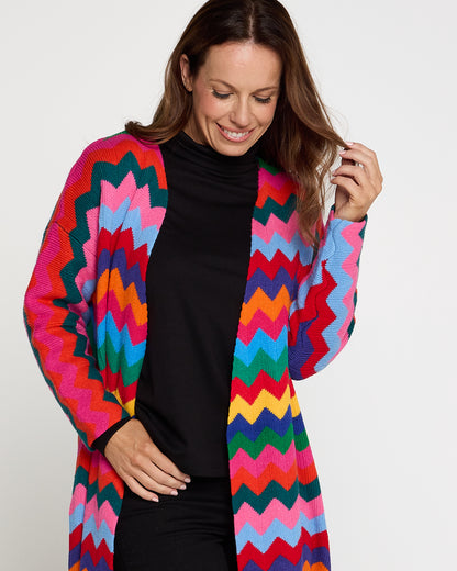 Marrakesh Knit Cardigan - Rainbow Chevron