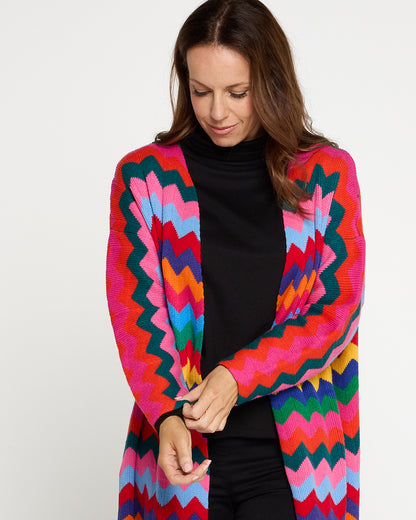 Marrakesh Knit Cardigan - Rainbow Chevron