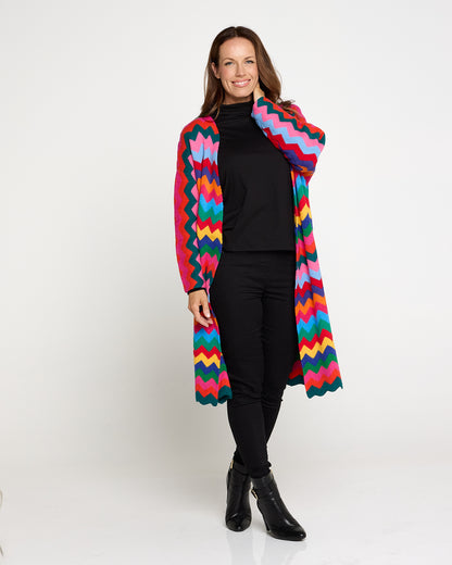 Marrakesh Knit Cardigan - Rainbow Chevron