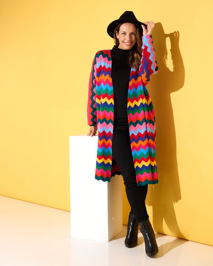 Marrakesh Knit Cardigan - Rainbow Chevron