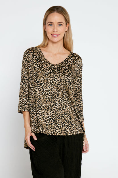 Lindy Ribbed Top - Leopard Print