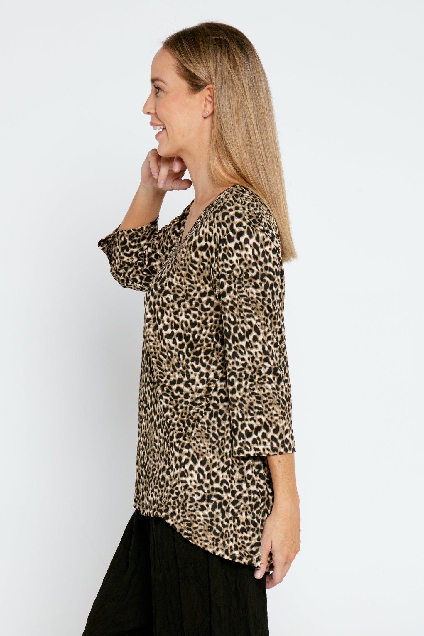 Lindy Ribbed Top - Leopard Print