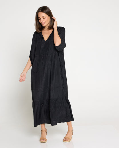 Kinsley Cotton Blend Dress - Black