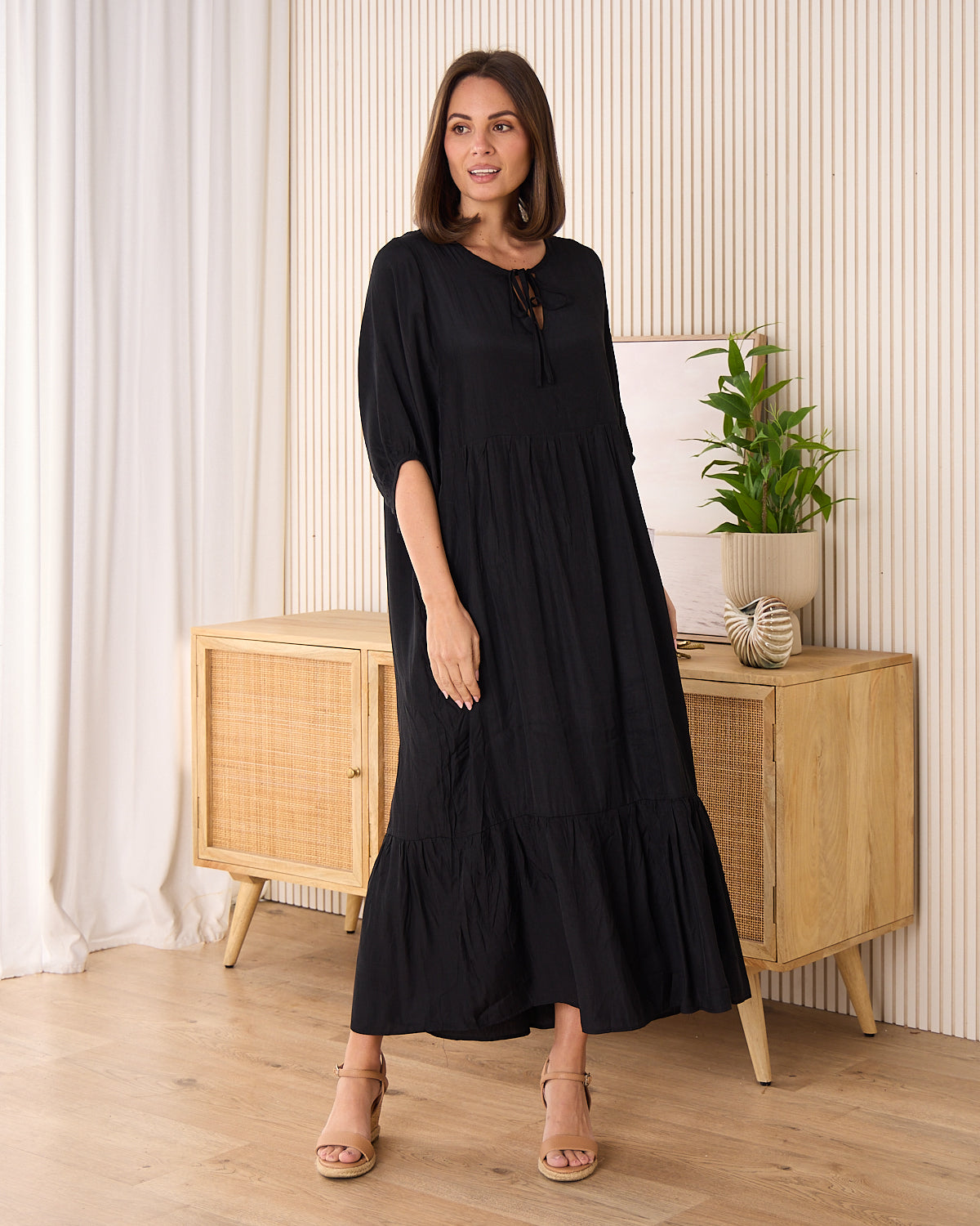 Kinsley Cotton Blend Dress - Black