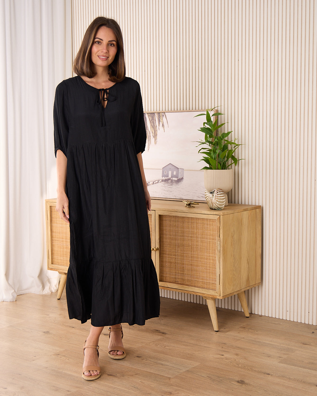 Kinsley Cotton Blend Dress - Black