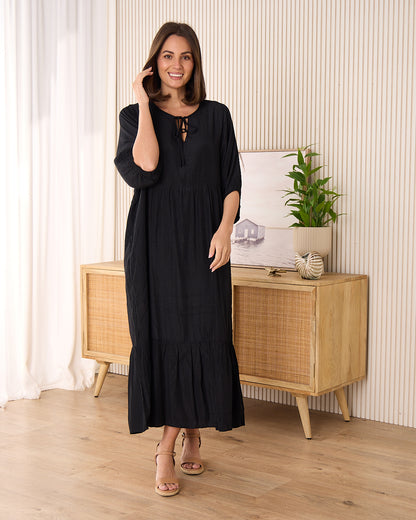 Kinsley Cotton Blend Dress - Black
