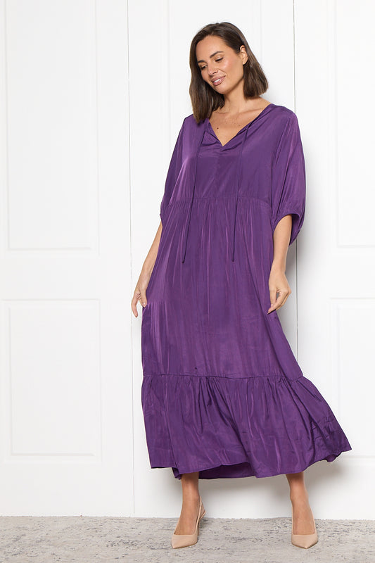 Kinsley Cotton Blend Dress - Purple