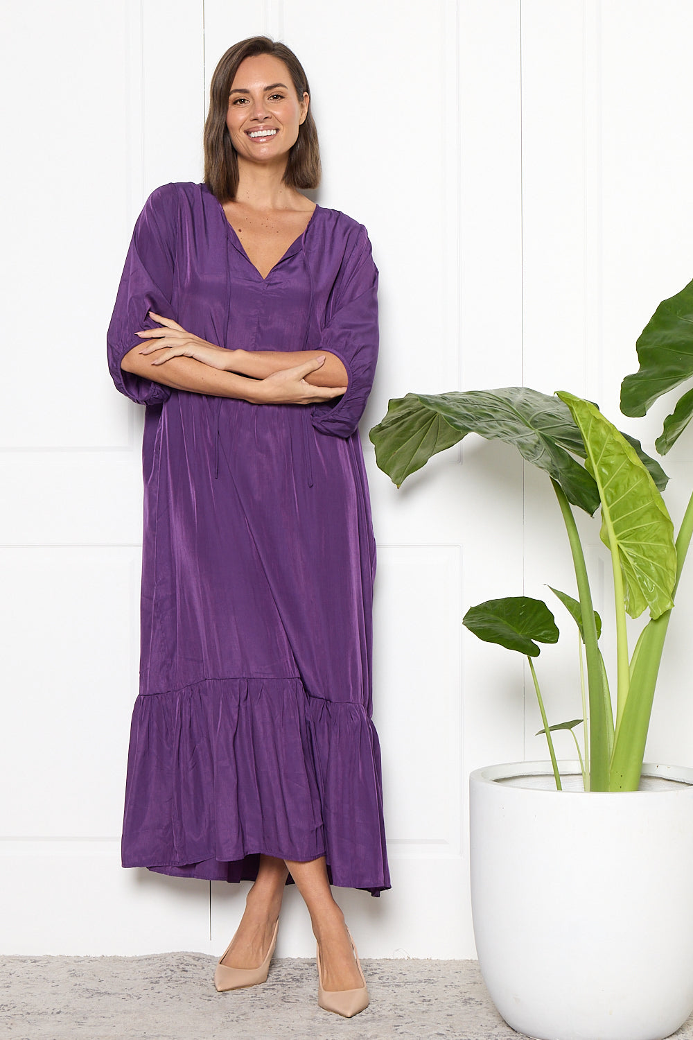 Kinsley Cotton Blend Dress - Purple