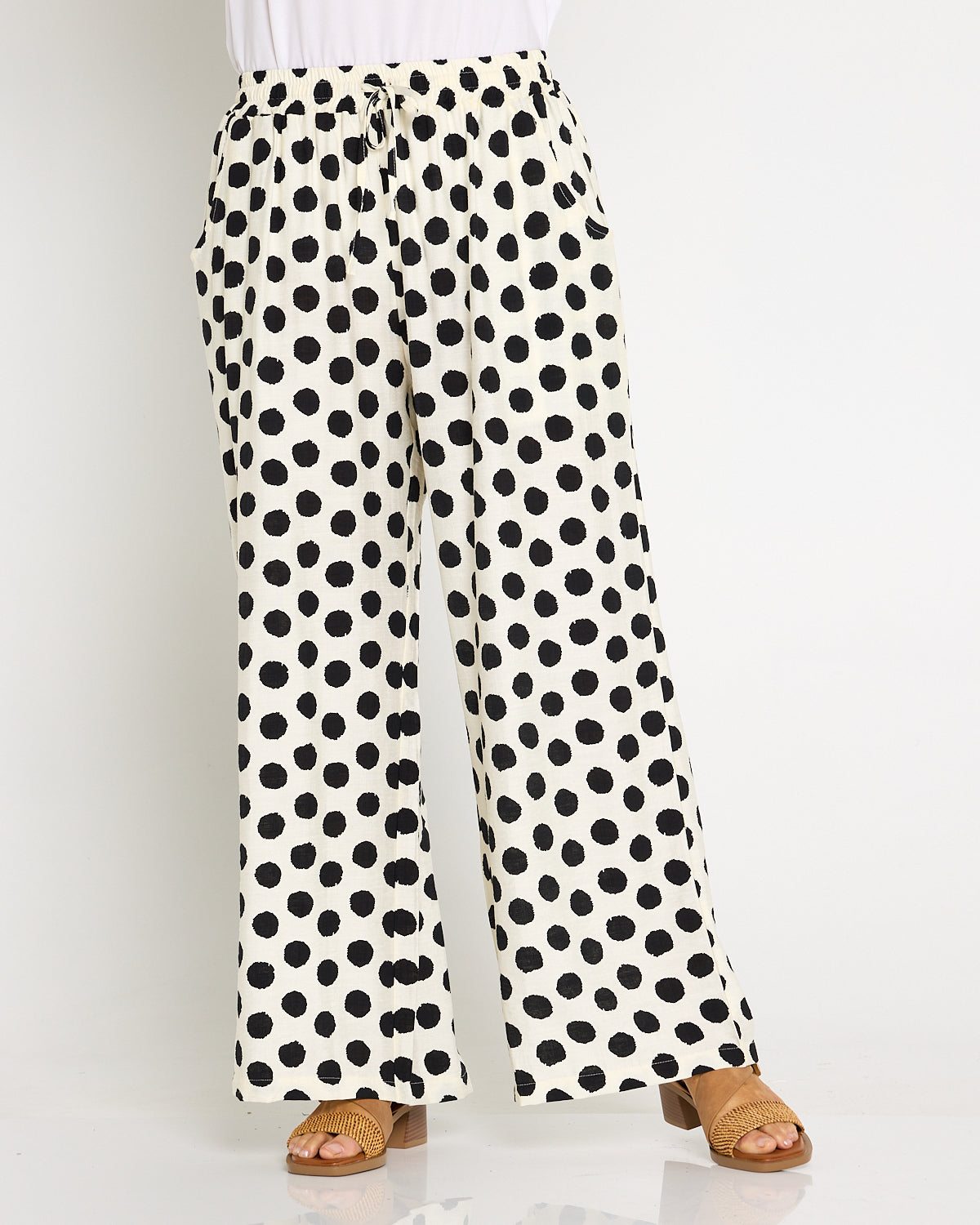 Demi Wide Leg Pants - Ivory/Black Spot