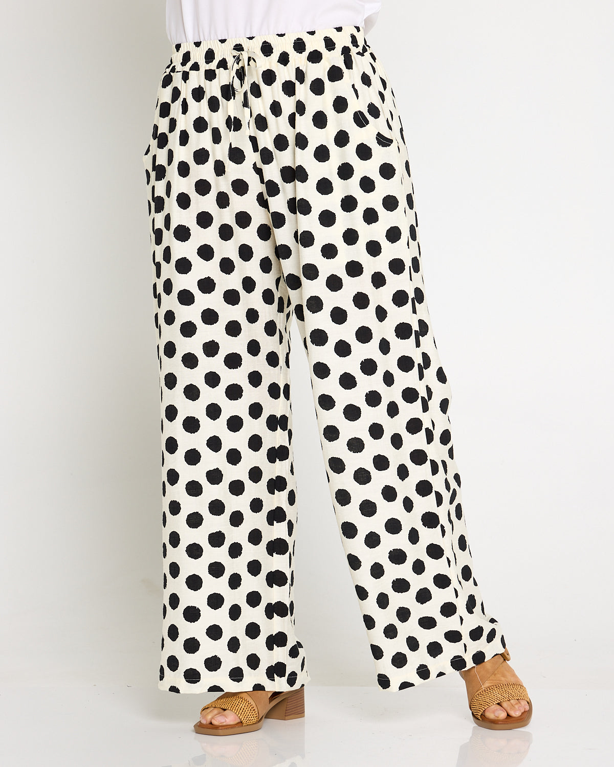 Demi Wide Leg Pants - Ivory/Black Spot