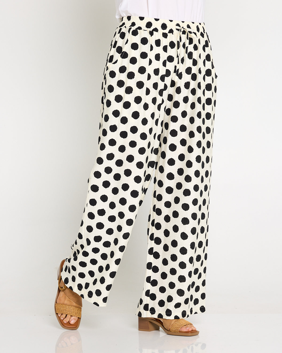 Demi Wide Leg Pants - Ivory/Black Spot