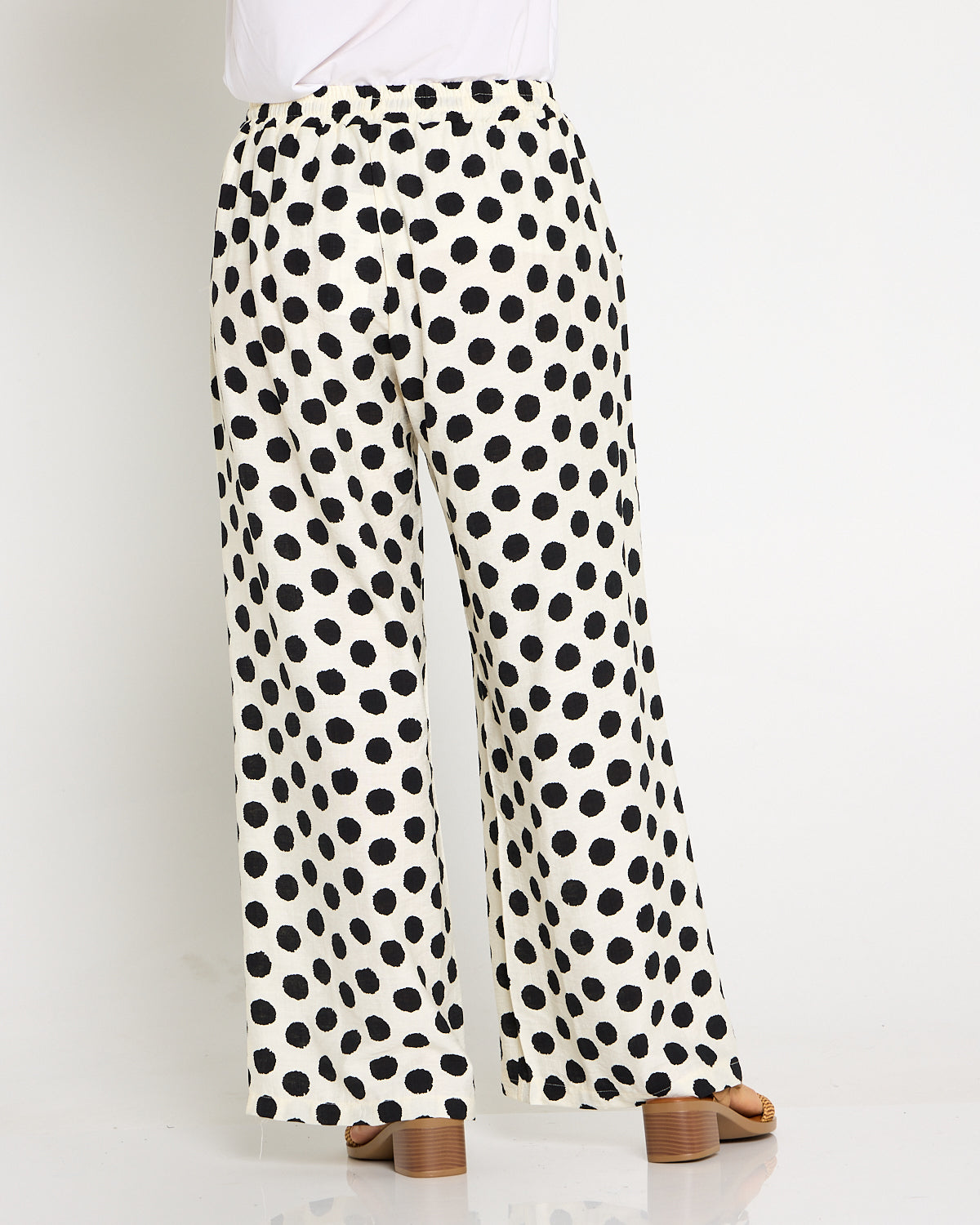 Demi Wide Leg Pants - Ivory/Black Spot