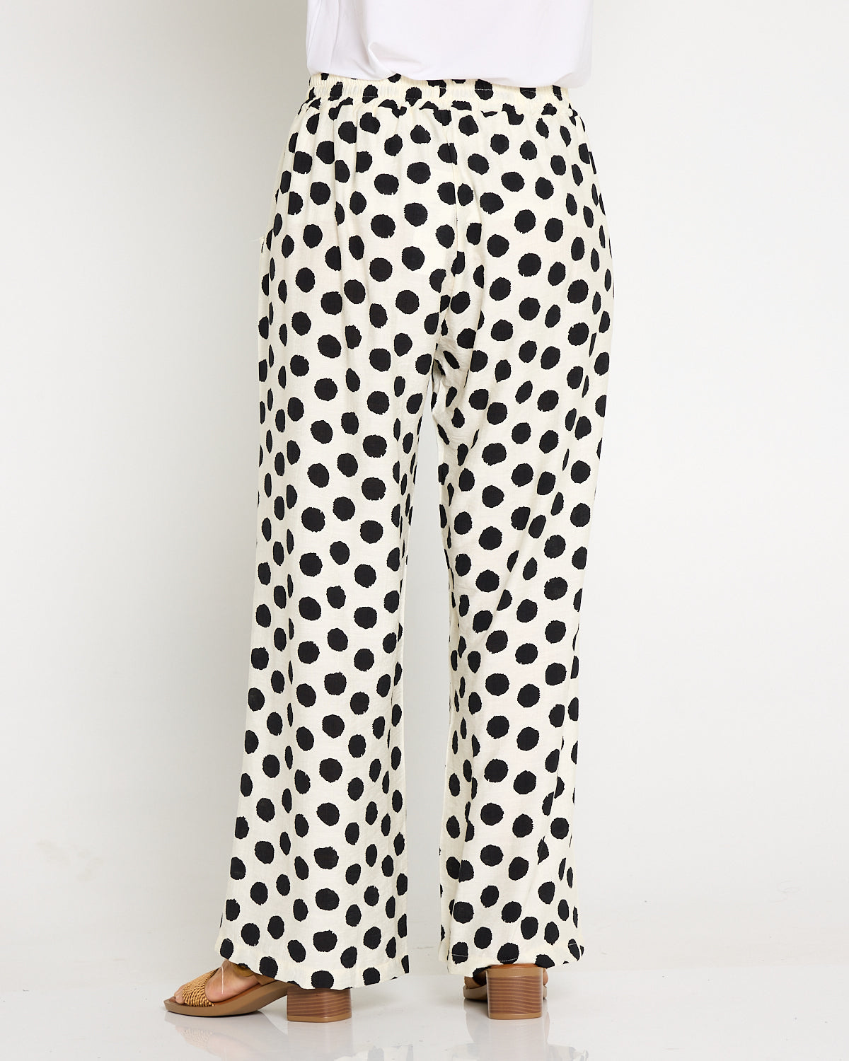 Demi Wide Leg Pants - Ivory/Black Spot