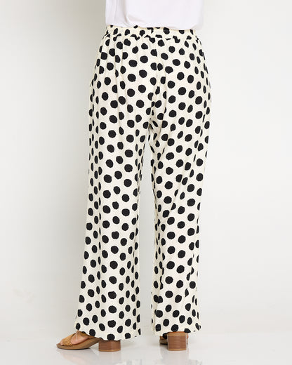 Demi Wide Leg Pants - Ivory/Black Spot