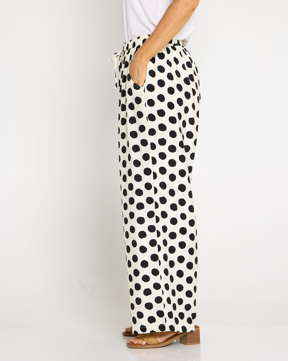 Demi Wide Leg Pants - Ivory/Black Spot