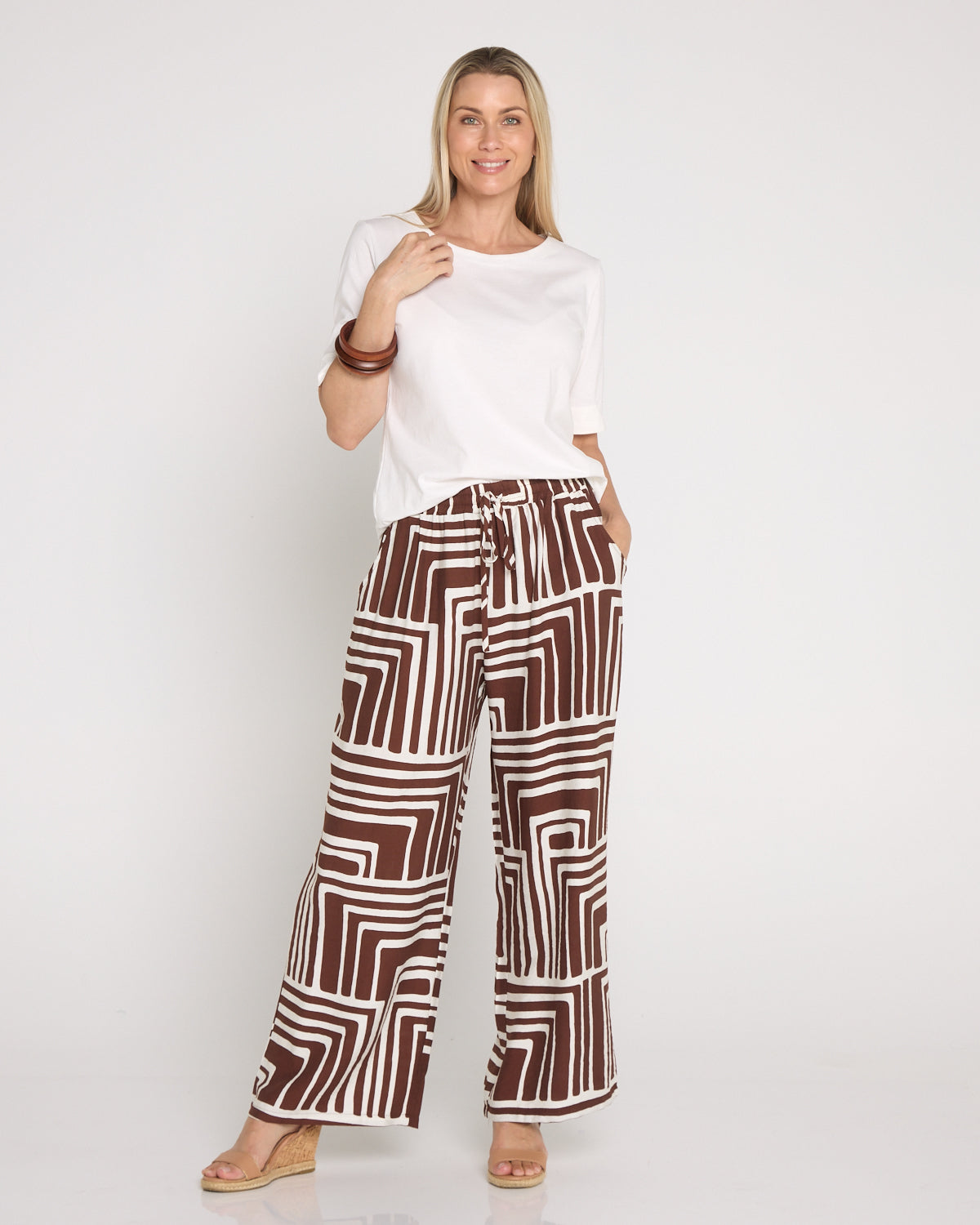 Demi Wide Leg Pants - Chocolate Geo