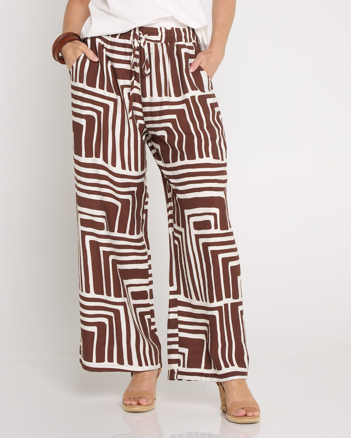 Demi Wide Leg Pants - Chocolate Geo