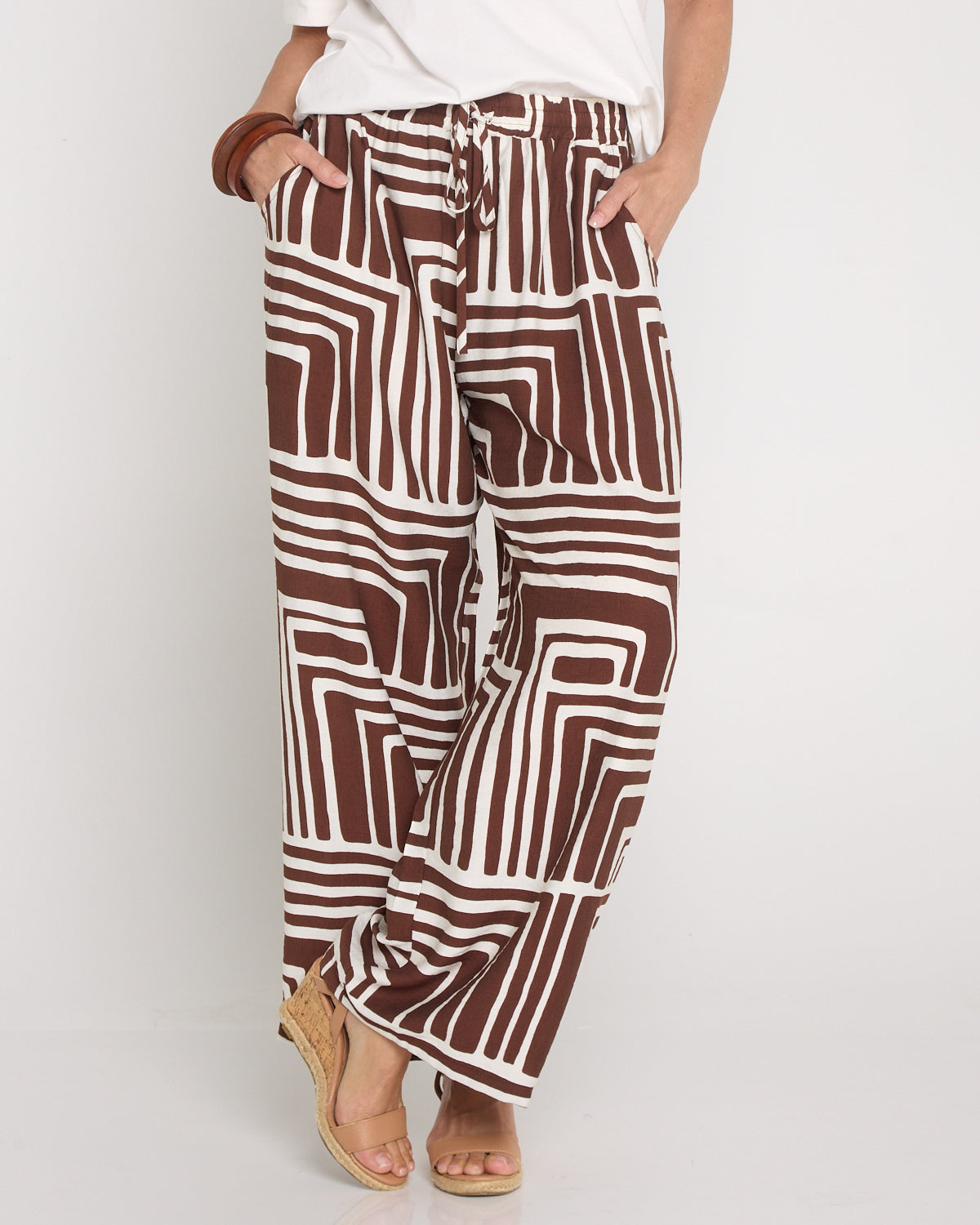 Demi Wide Leg Pants - Chocolate Geo