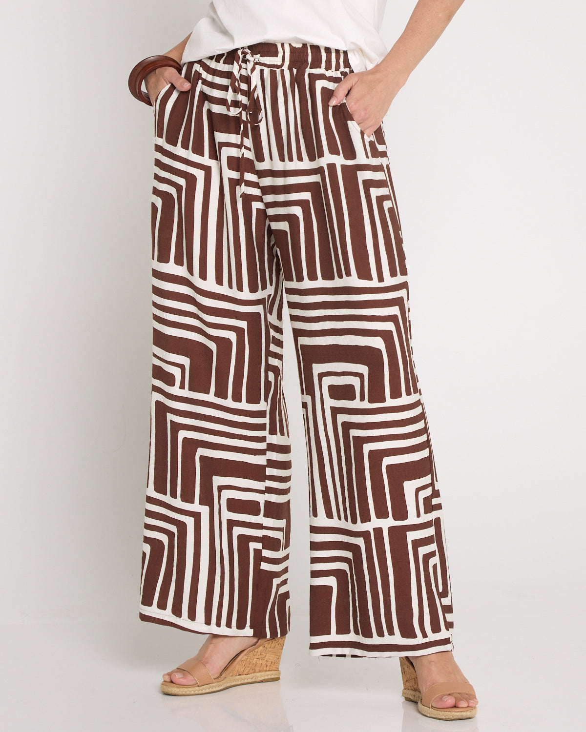 Demi Wide Leg Pants - Chocolate Geo