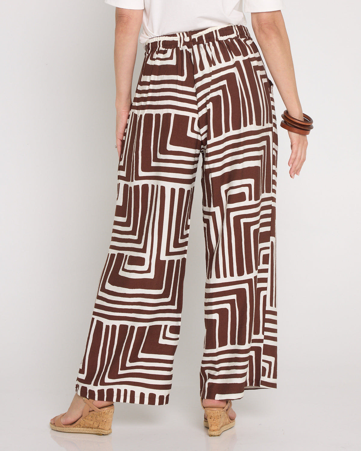 Demi Wide Leg Pants - Chocolate Geo