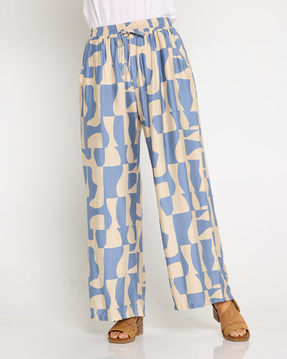 Demi Wide Leg Pants - Sky/Sand