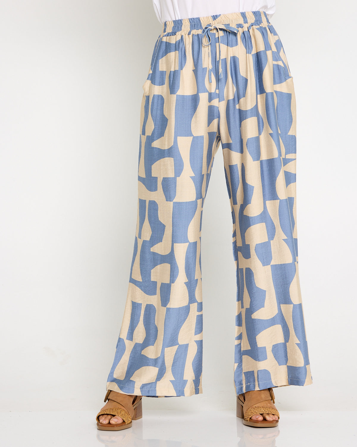 Demi Wide Leg Pants - Sky/Sand