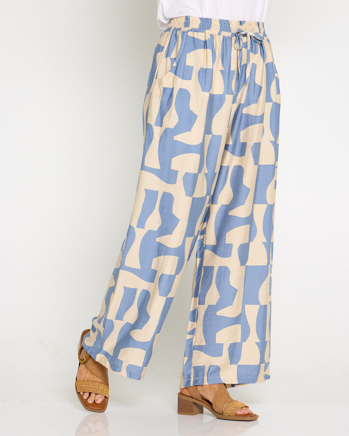Demi Wide Leg Pants - Sky/Sand