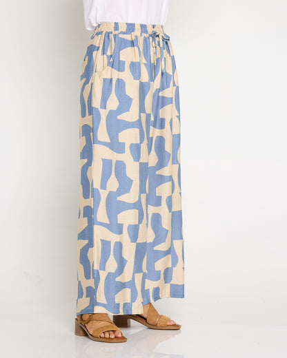 Demi Wide Leg Pants - Sky/Sand