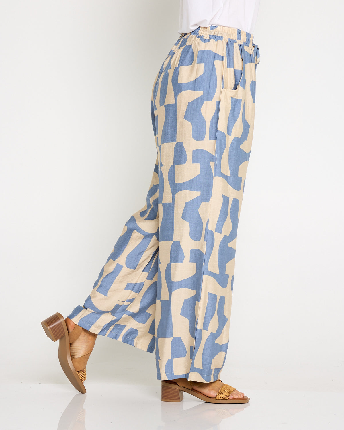 Demi Wide Leg Pants - Sky/Sand