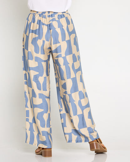 Demi Wide Leg Pants - Sky/Sand