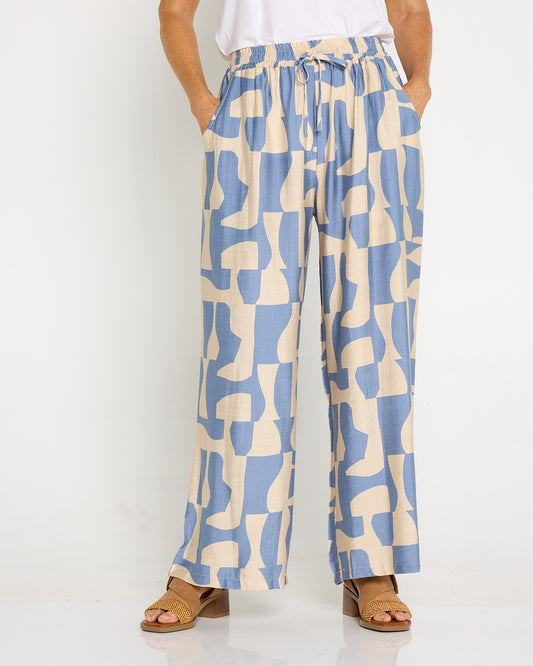 Demi Wide Leg Pants - Sky/Sand