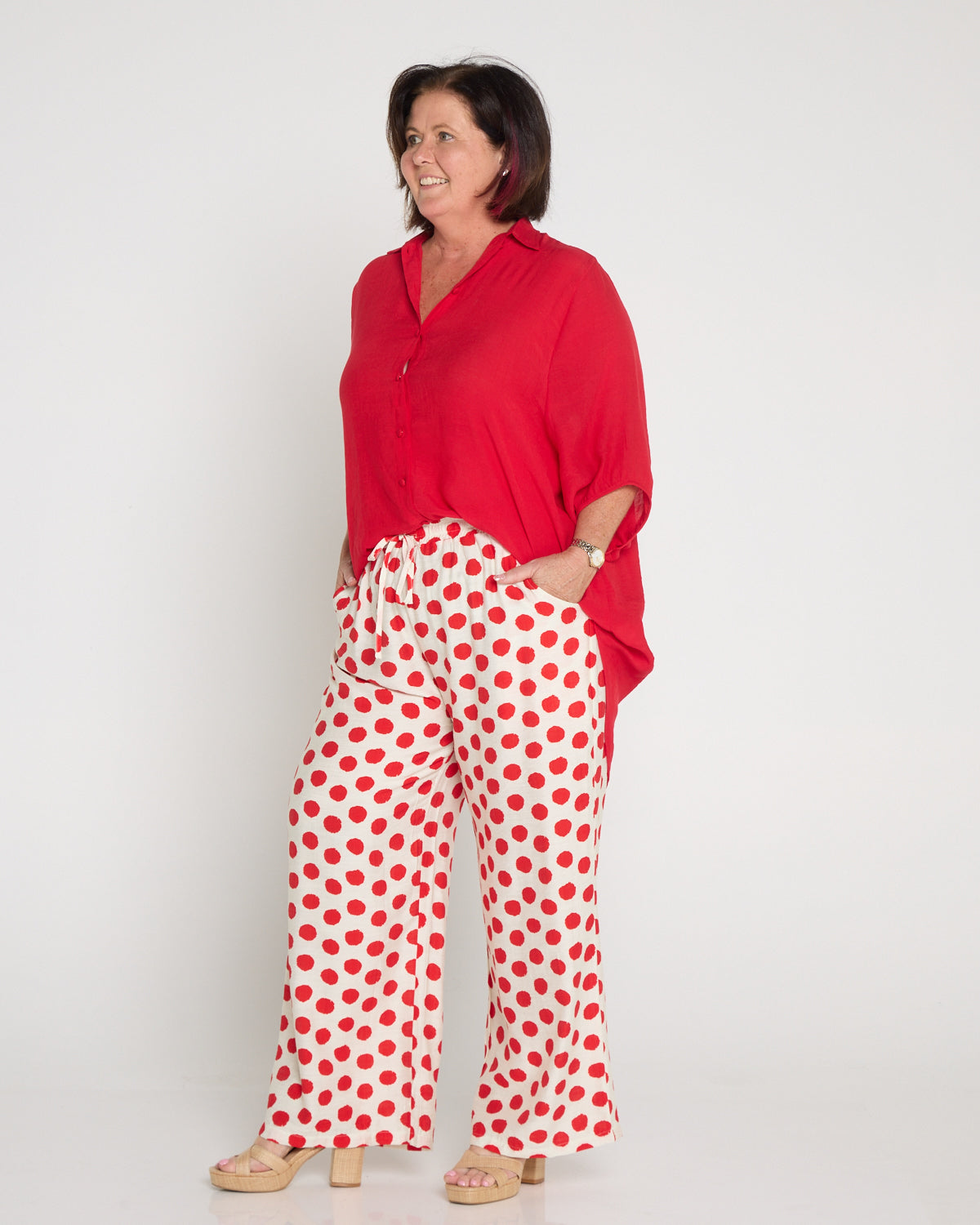 Demi Wide Leg Pants - Red Spot