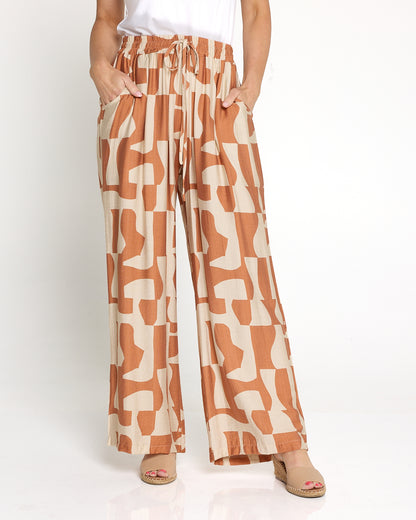 Kara Comfort Shirt & Demi Pants - Rust/Beige