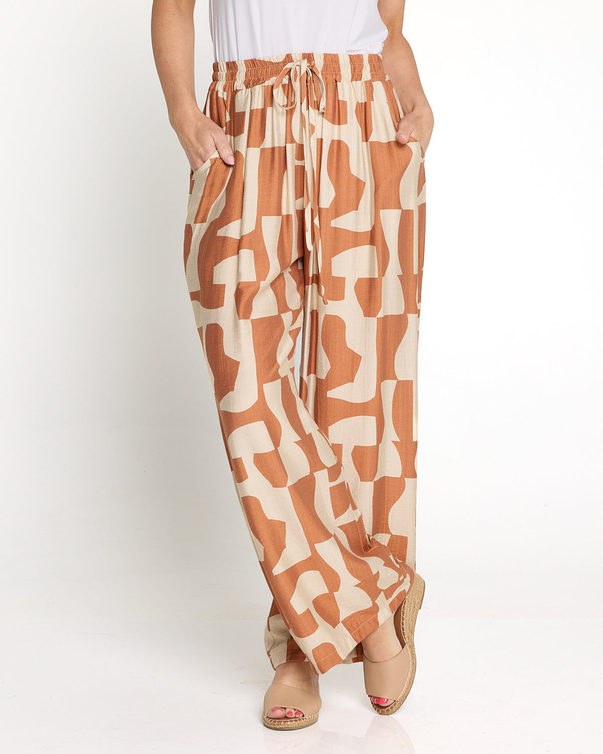 Kara Comfort Shirt & Demi Pants - Rust/Beige