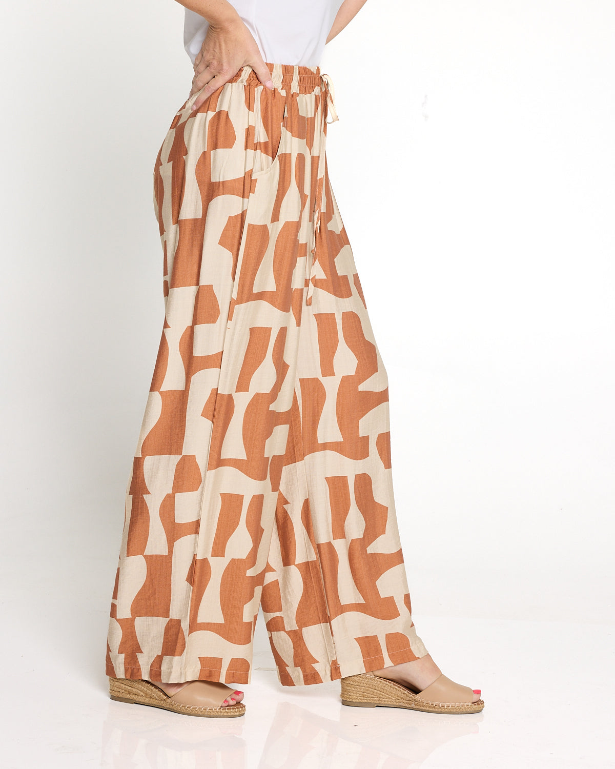 Kara Comfort Shirt & Demi Pants - Rust/Beige