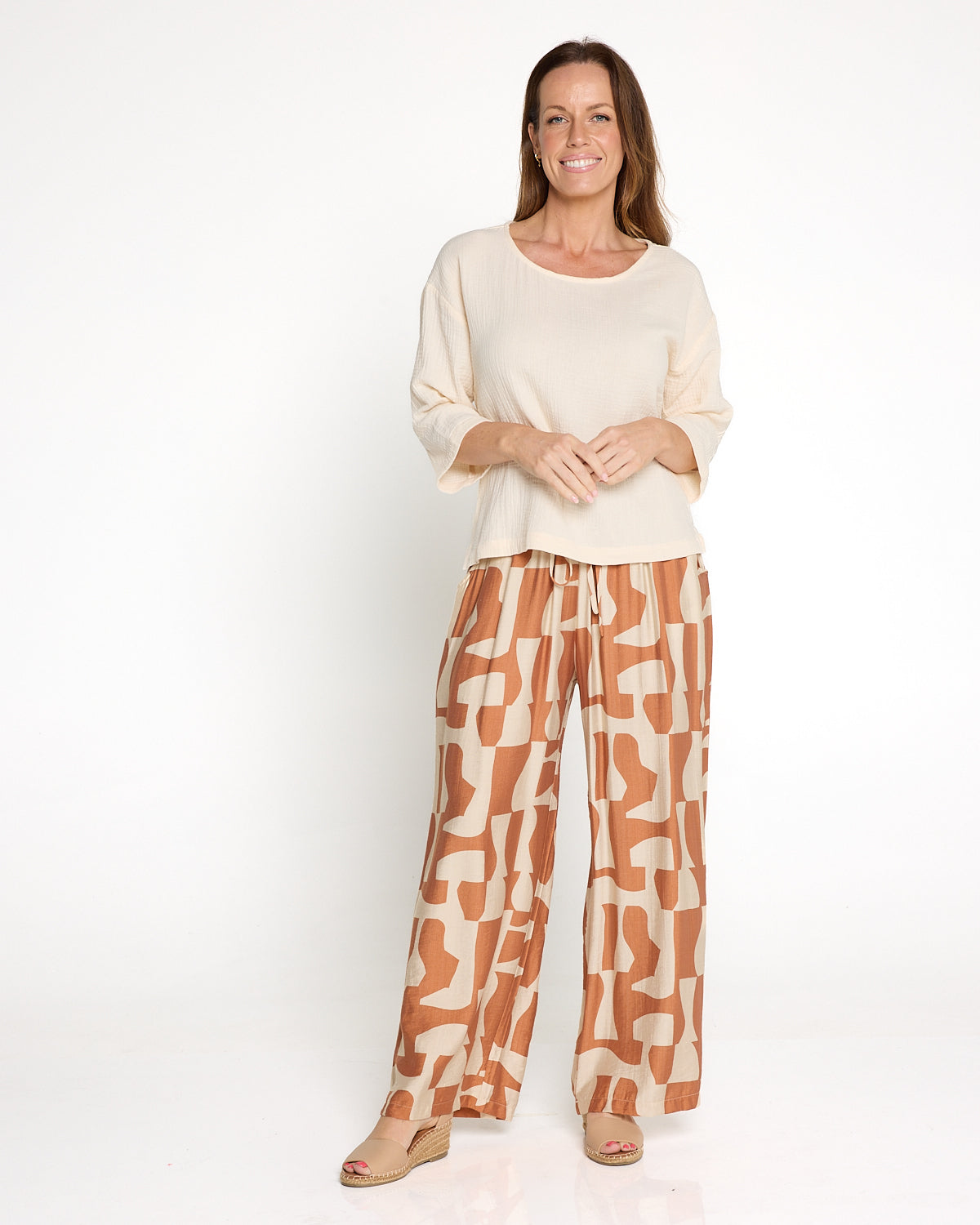 Tarin 3/4 Sleeve Top - Cream