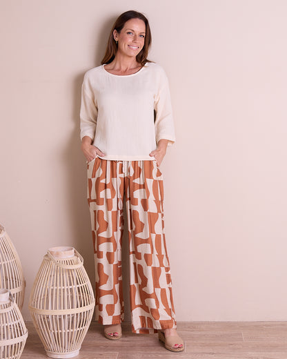Tarin 3/4 Sleeve Top - Cream